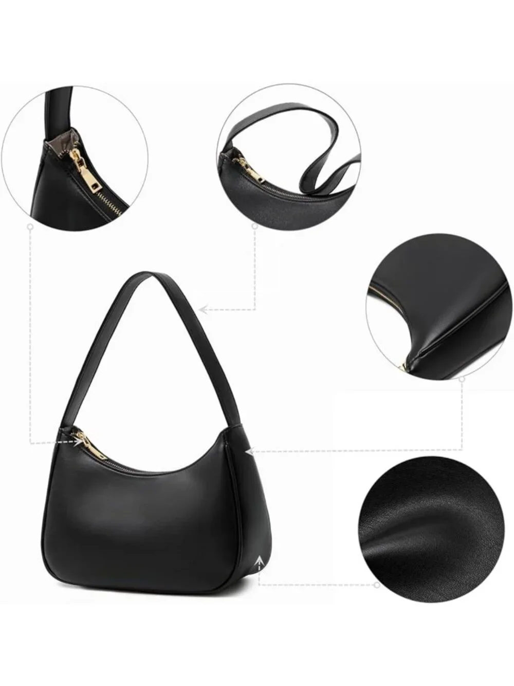 Cute Hobo Tote Bag for Women, Mini Clutch Purse with Zipper Closure, Stylish